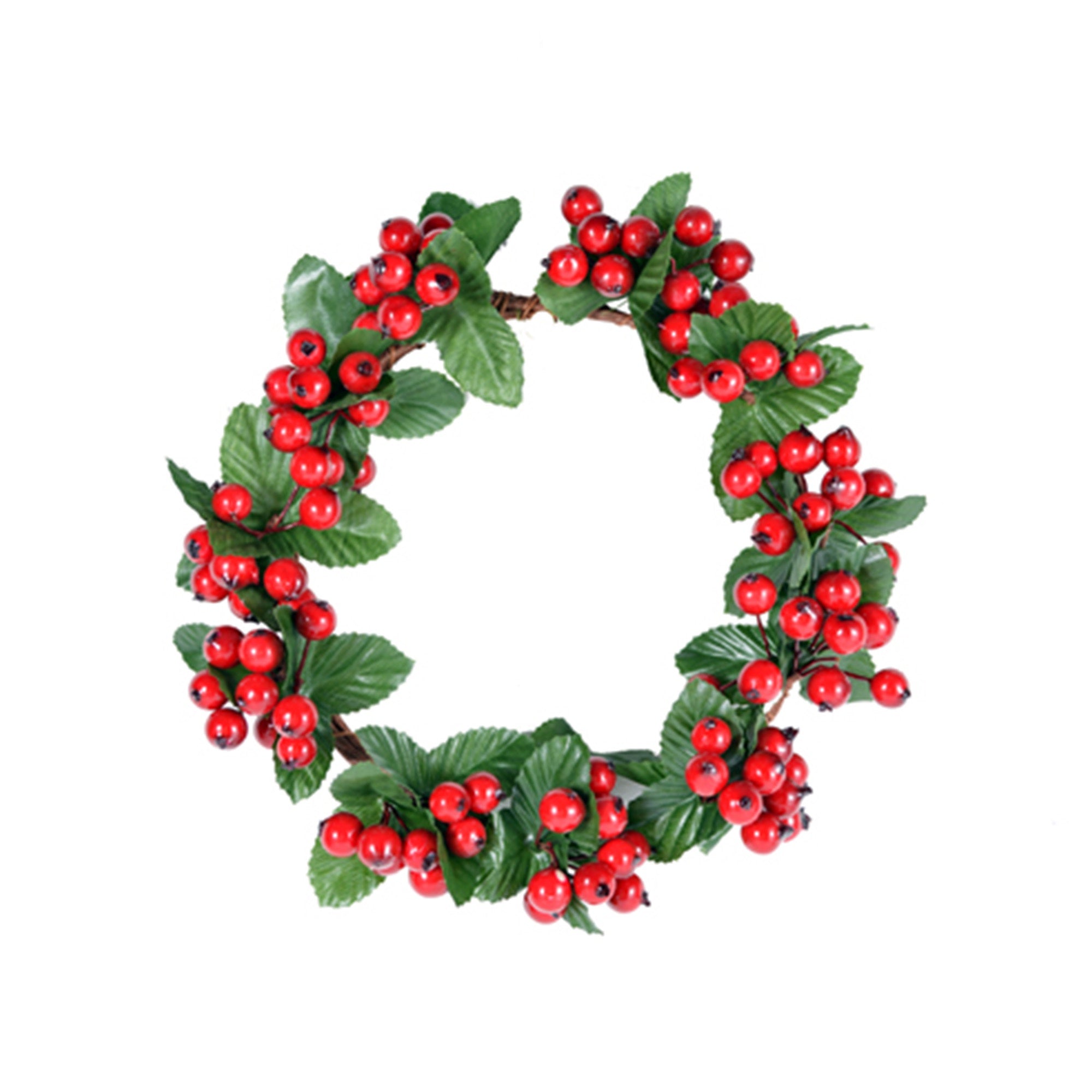 Red Berry Wreath W/Leaves