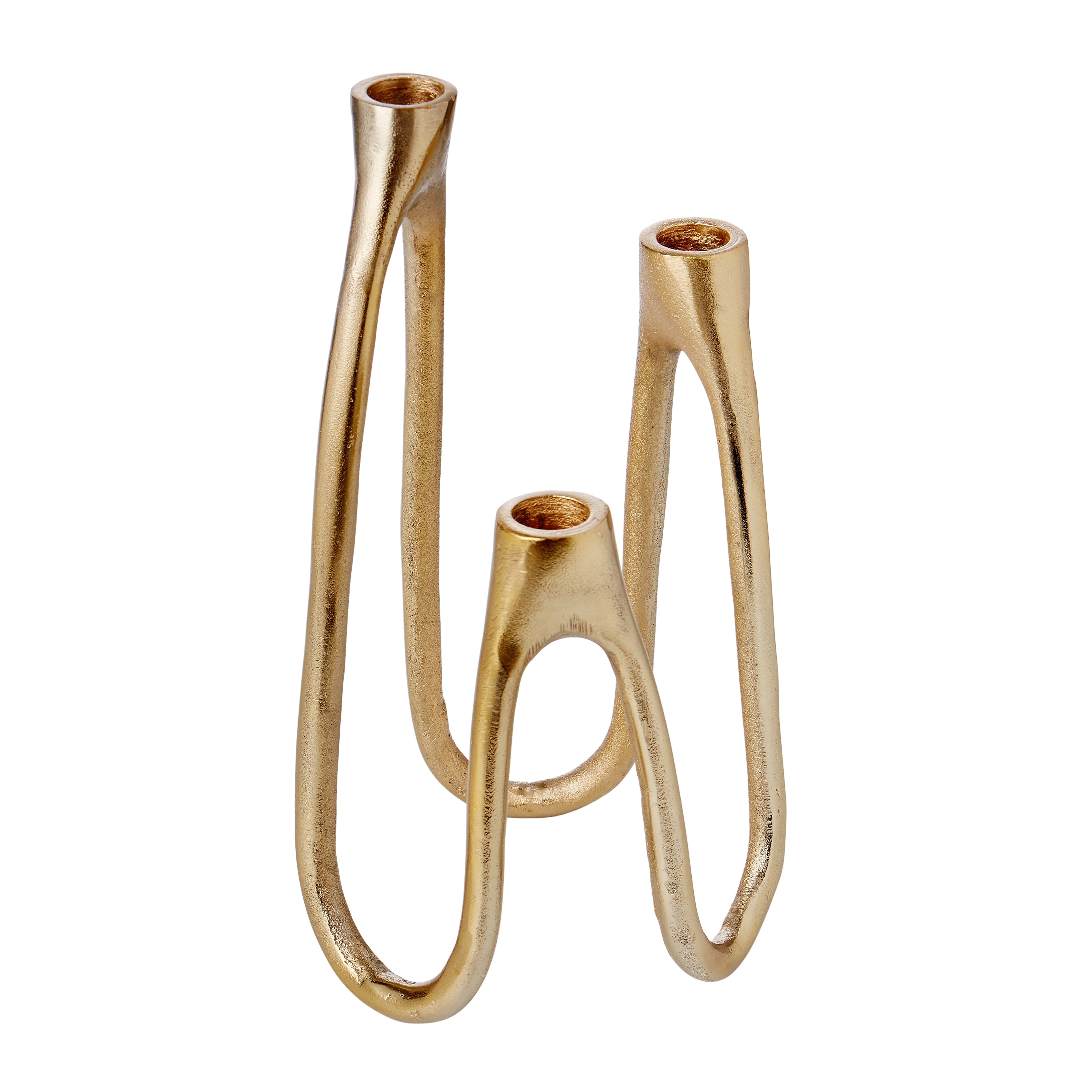 Metal Three Tiered Gold Candleholder