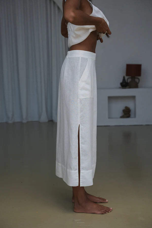 Nadi Linen Skirt | Ivory