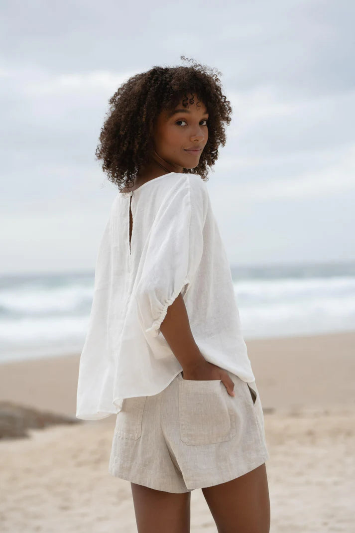 Tina Linen Top | Ivory