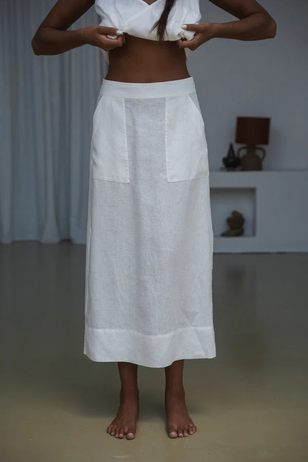 Nadi Linen Skirt | Ivory
