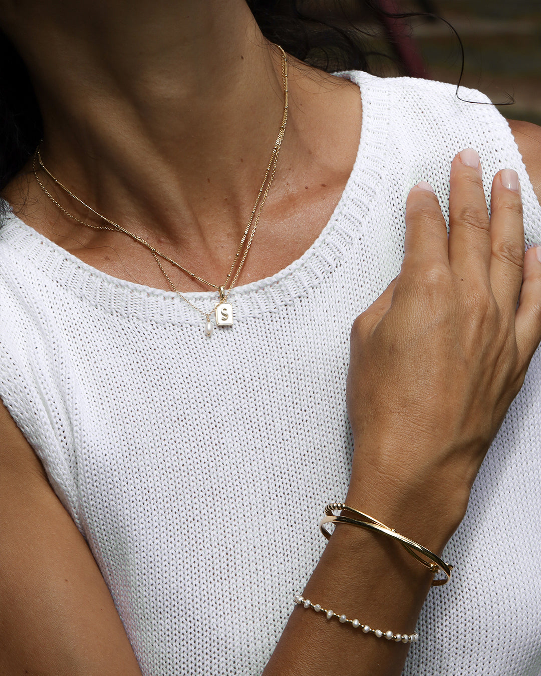 Mum Mini Pearl Necklace | Gold