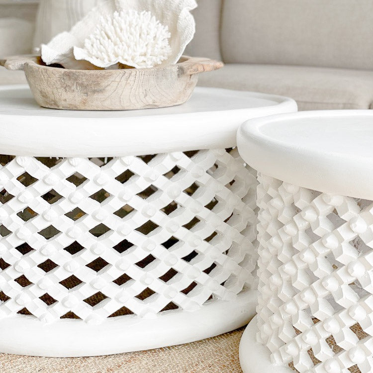 Authentic Bamileke Table - White