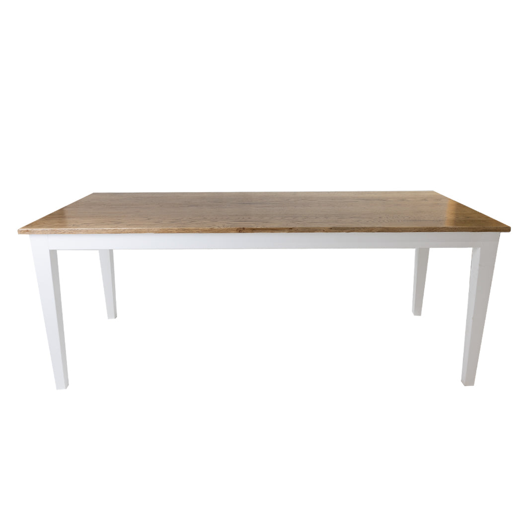 Hampton Dining Table Natural Top & White Base