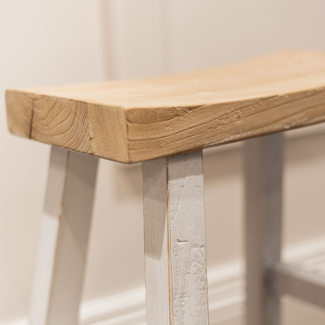 Shanghai Stool Two Tone Natural & White