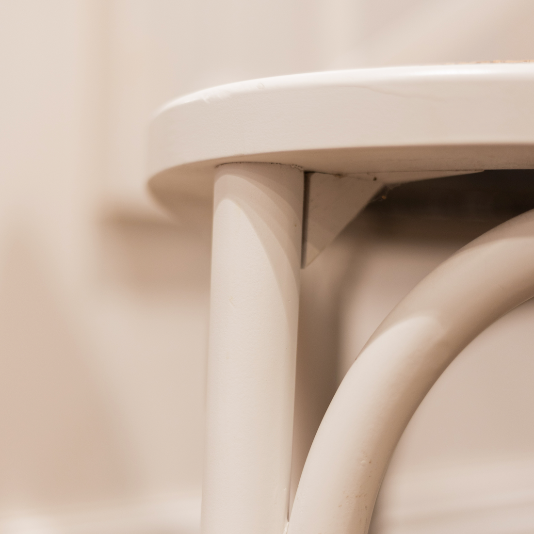 White Cross Back Chair | Darker Rattan Seat