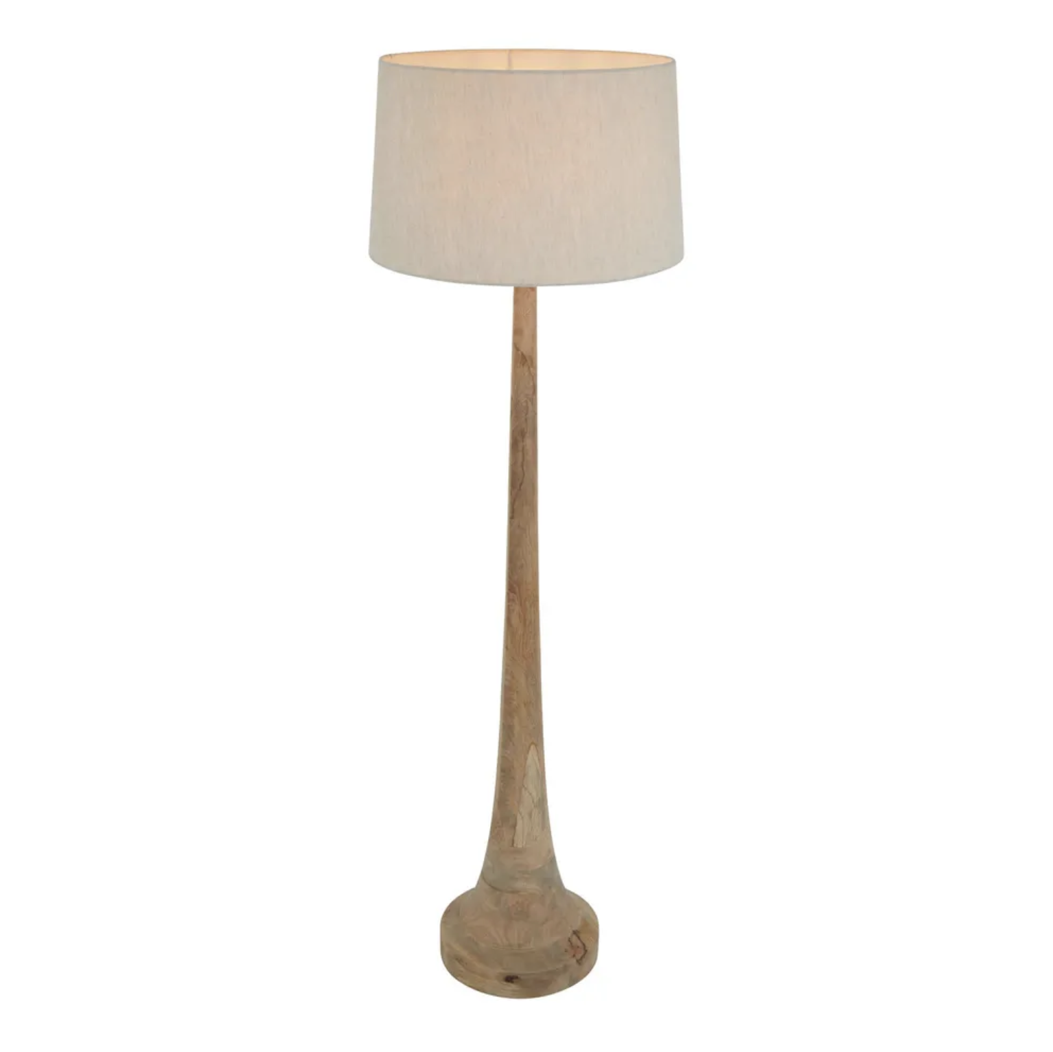 Lancia Large Light Natural Turned Wood Slender Floor Lamp