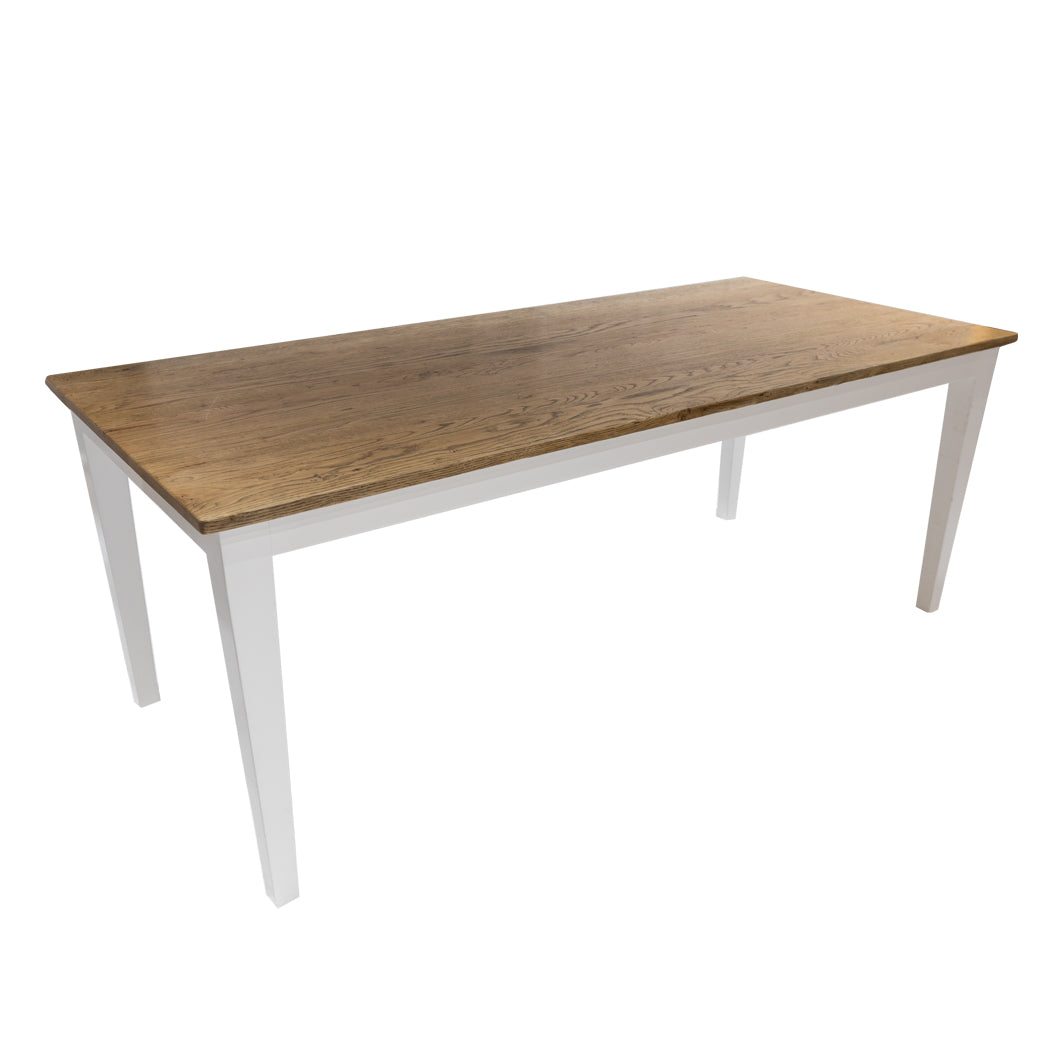 Hampton Dining Table Natural Top & White Base