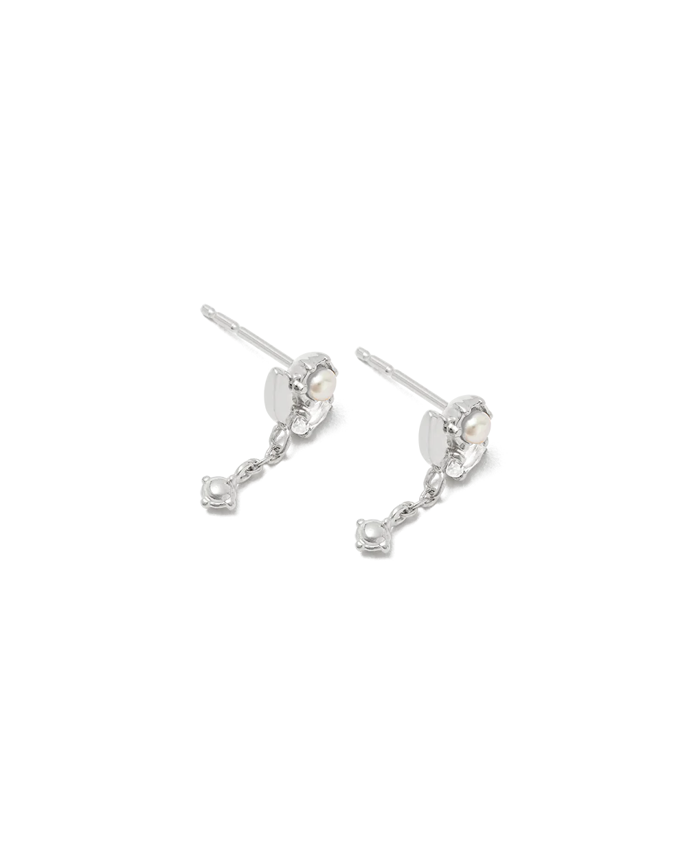 Slice Cluster Chain Sterling Silver Studs