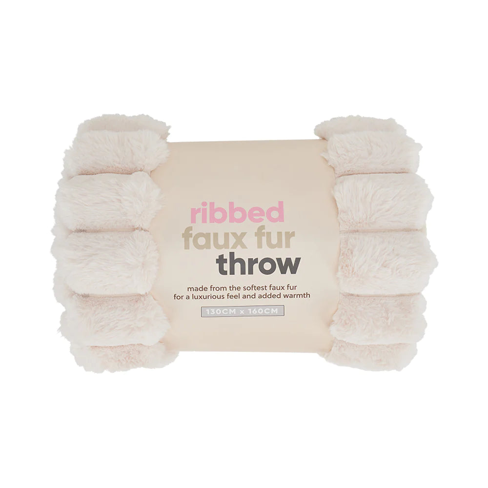 Ribbed Fur Throw | Cream