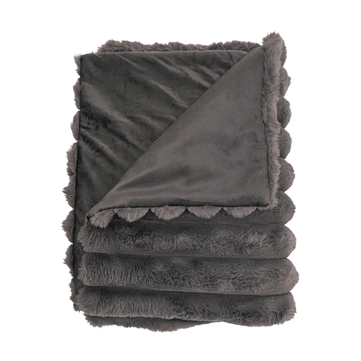Ribbed Fur Throw | Grey
