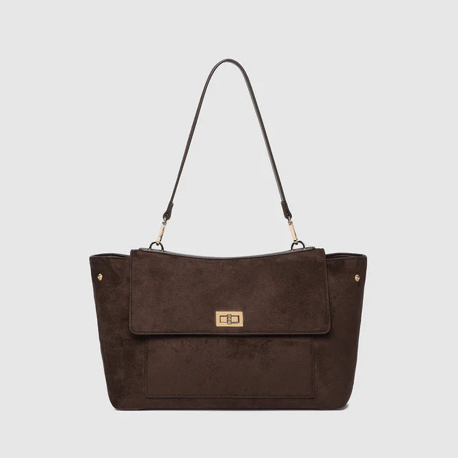Arden Suedette Shoulder Bag | Chocolate