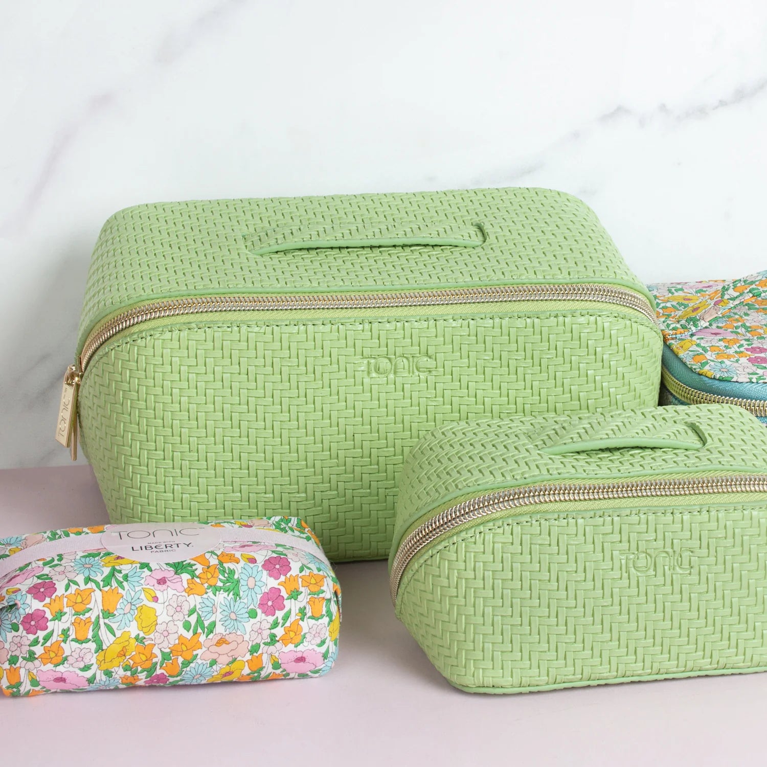 Herringbone Beauty Bag Small | Pistachio