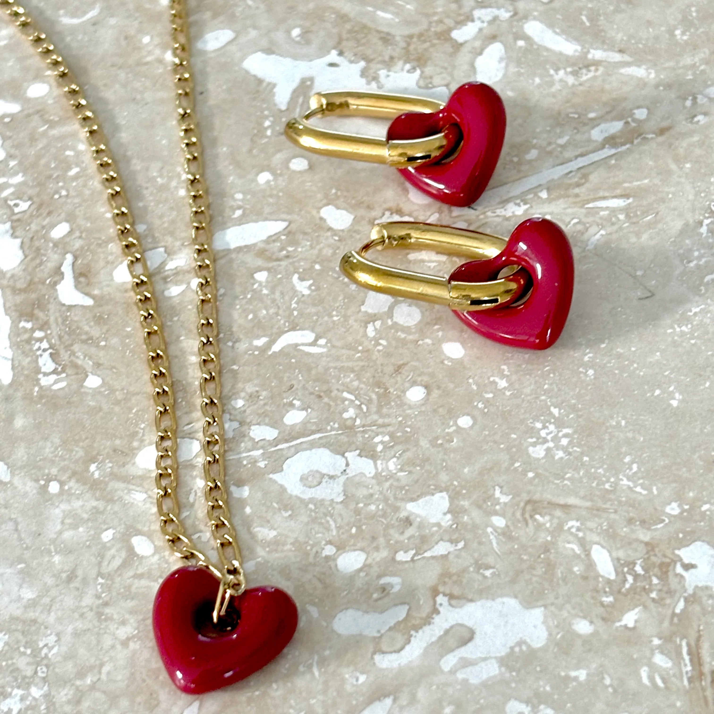 Sophia Ruby Heart Earrings
