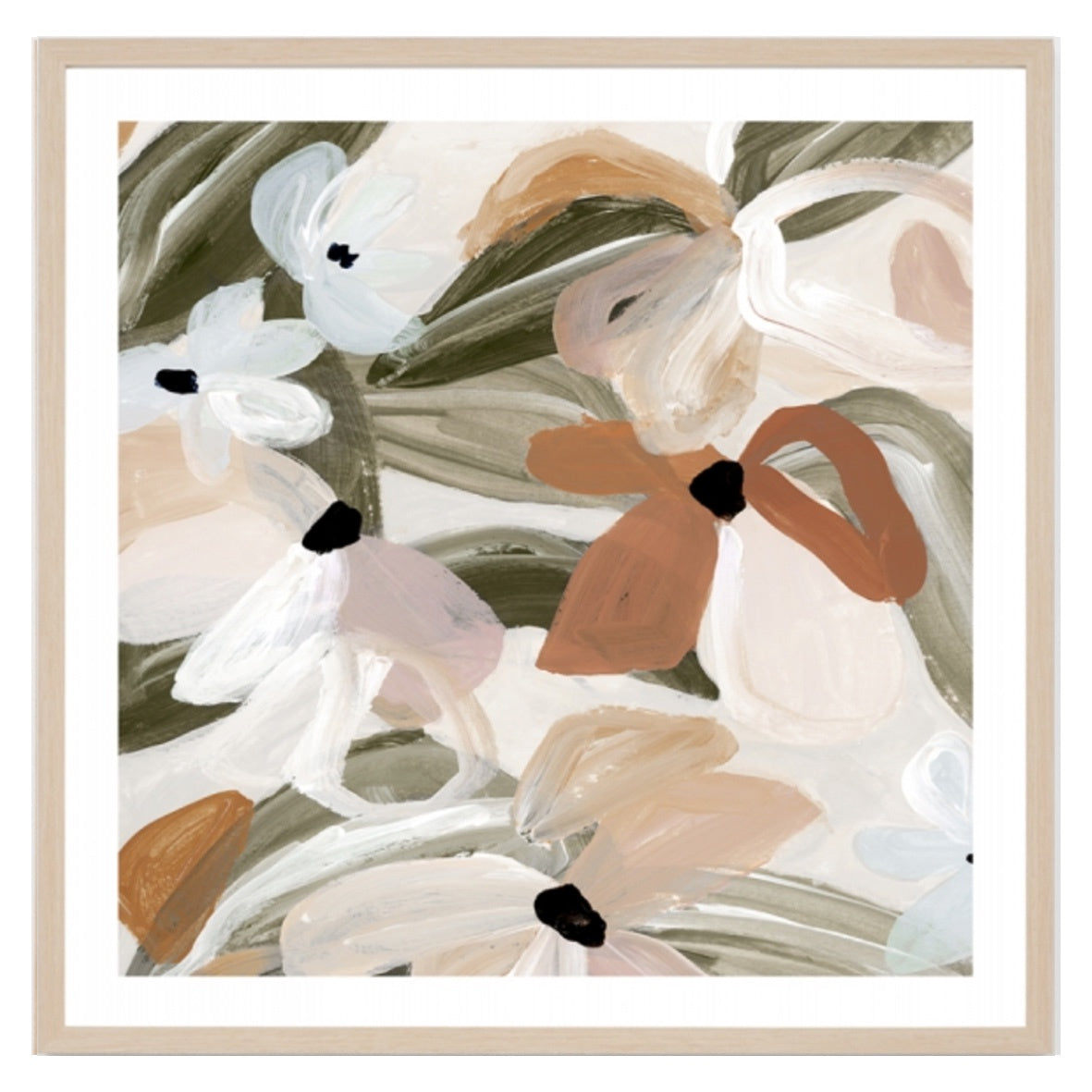 Abstract Daisies Khaki | 6 Sizes