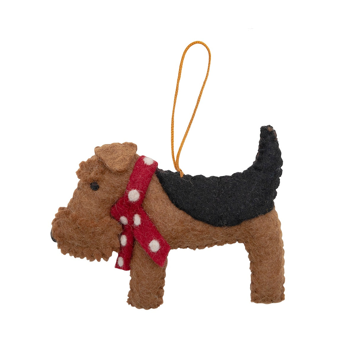 Airedale Terrier w/Scarf Christmas Ornament