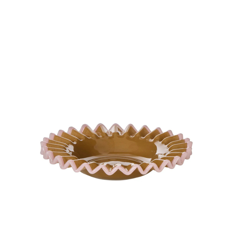 Sigrid Frill Dish| Large | Mustard &amp; Pink
