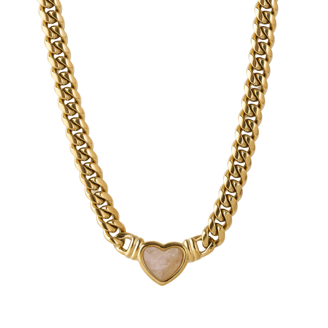 Valentine Rose Quartz Necklace | Gold