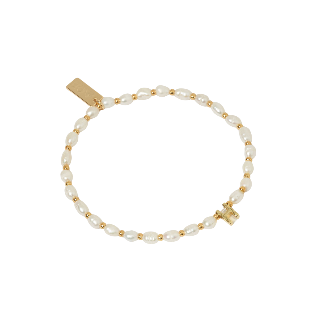Initial Pearl Bracelet | Gold