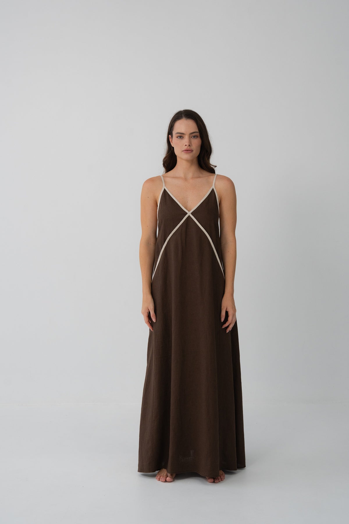 Azalea Linen Dress | Chocolate