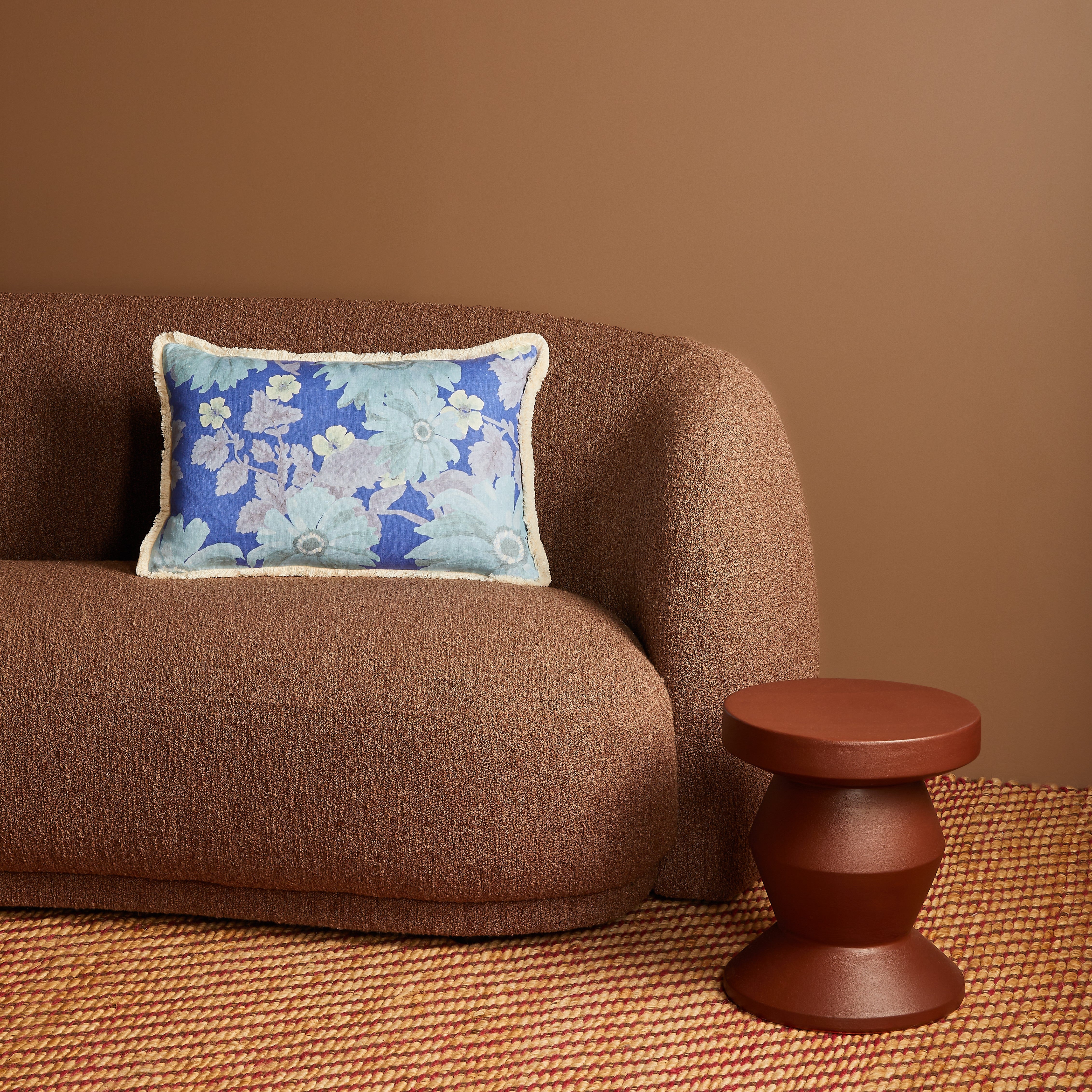Marigold Blue Linen Cushion