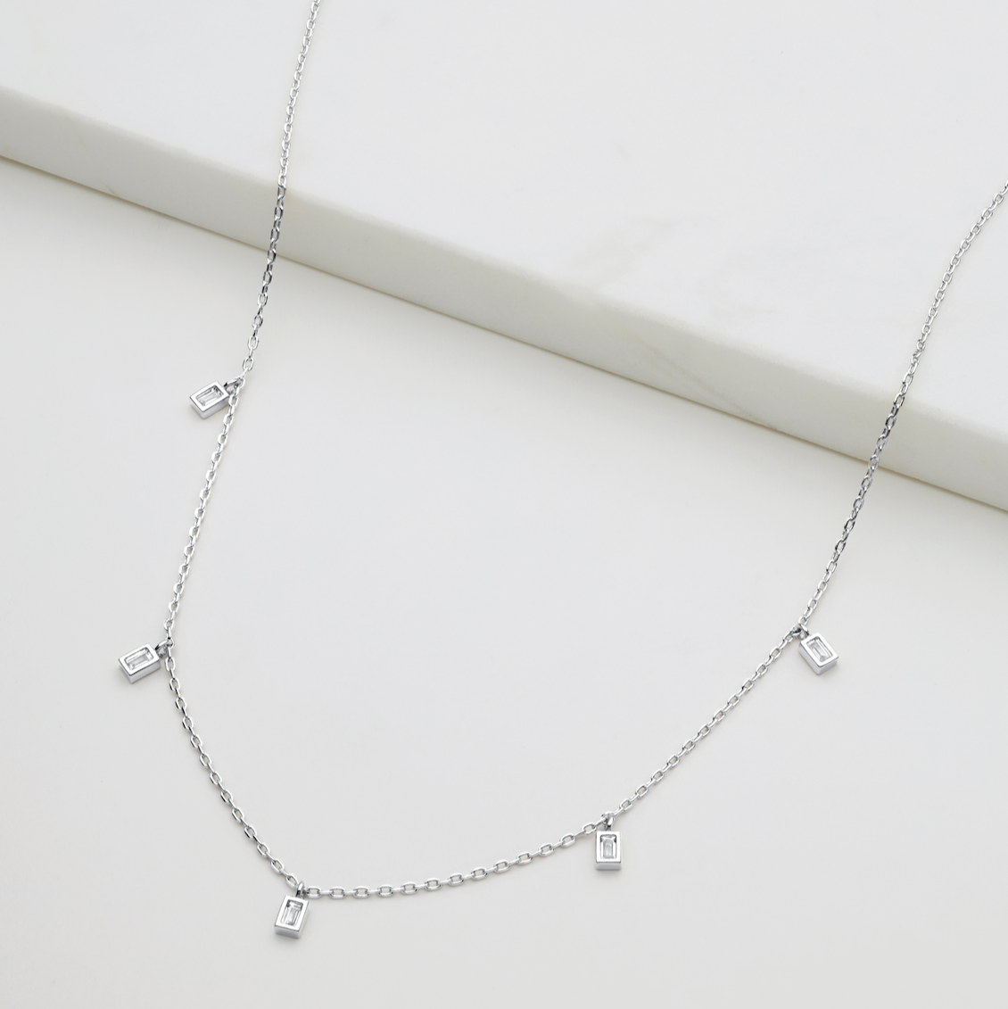Baguette Mini Necklace | Silver