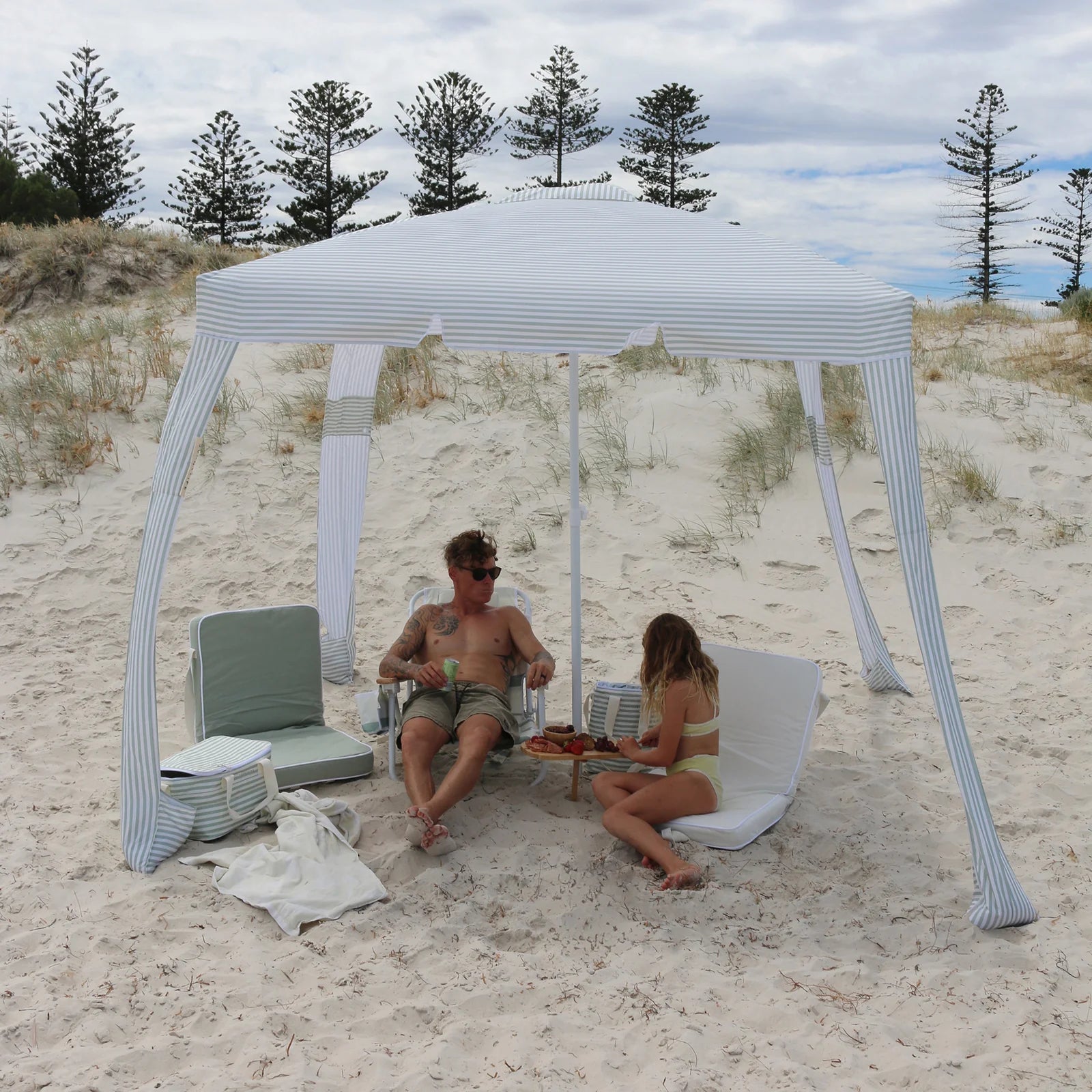 Beach Cabana Sea Sage Stripe