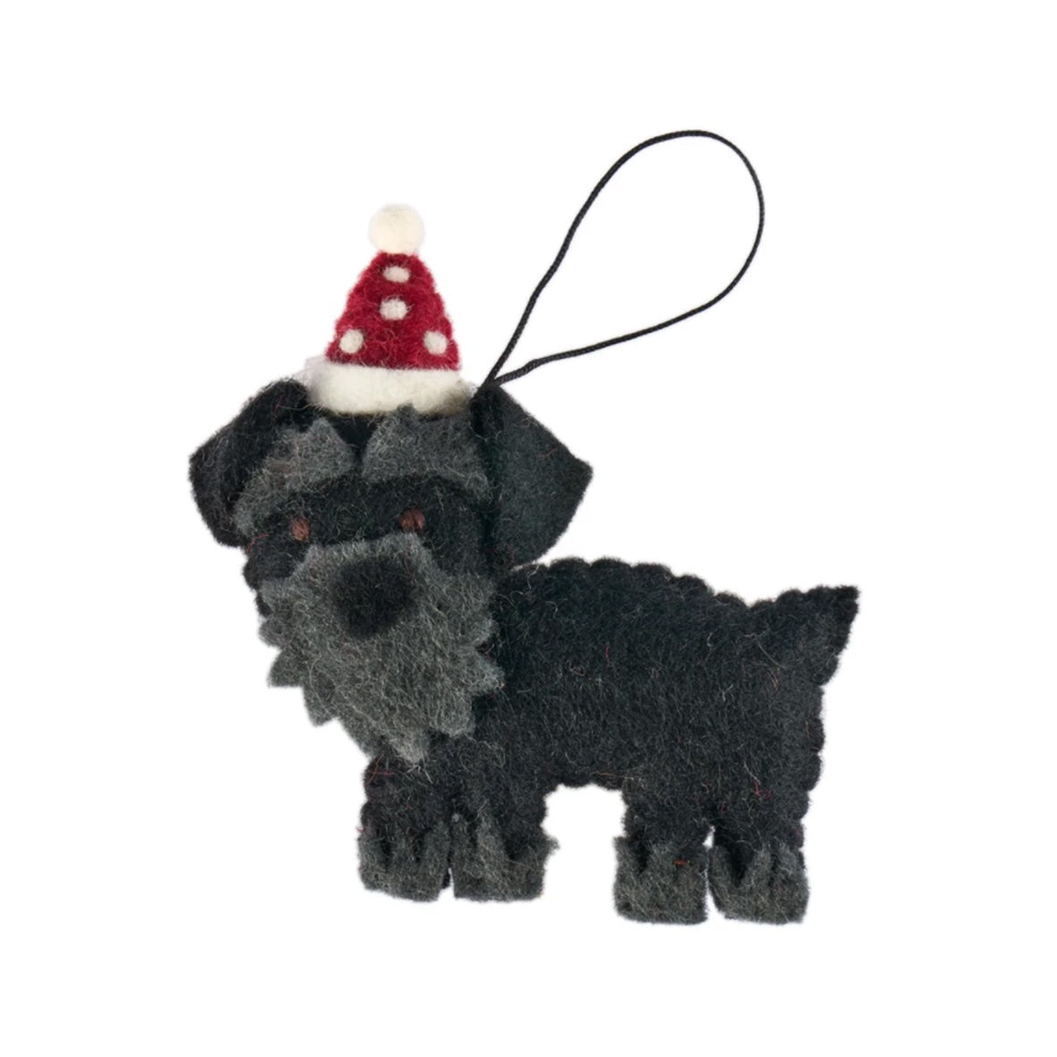 Black Schnauzer w/Party Hat Christmas Ornament