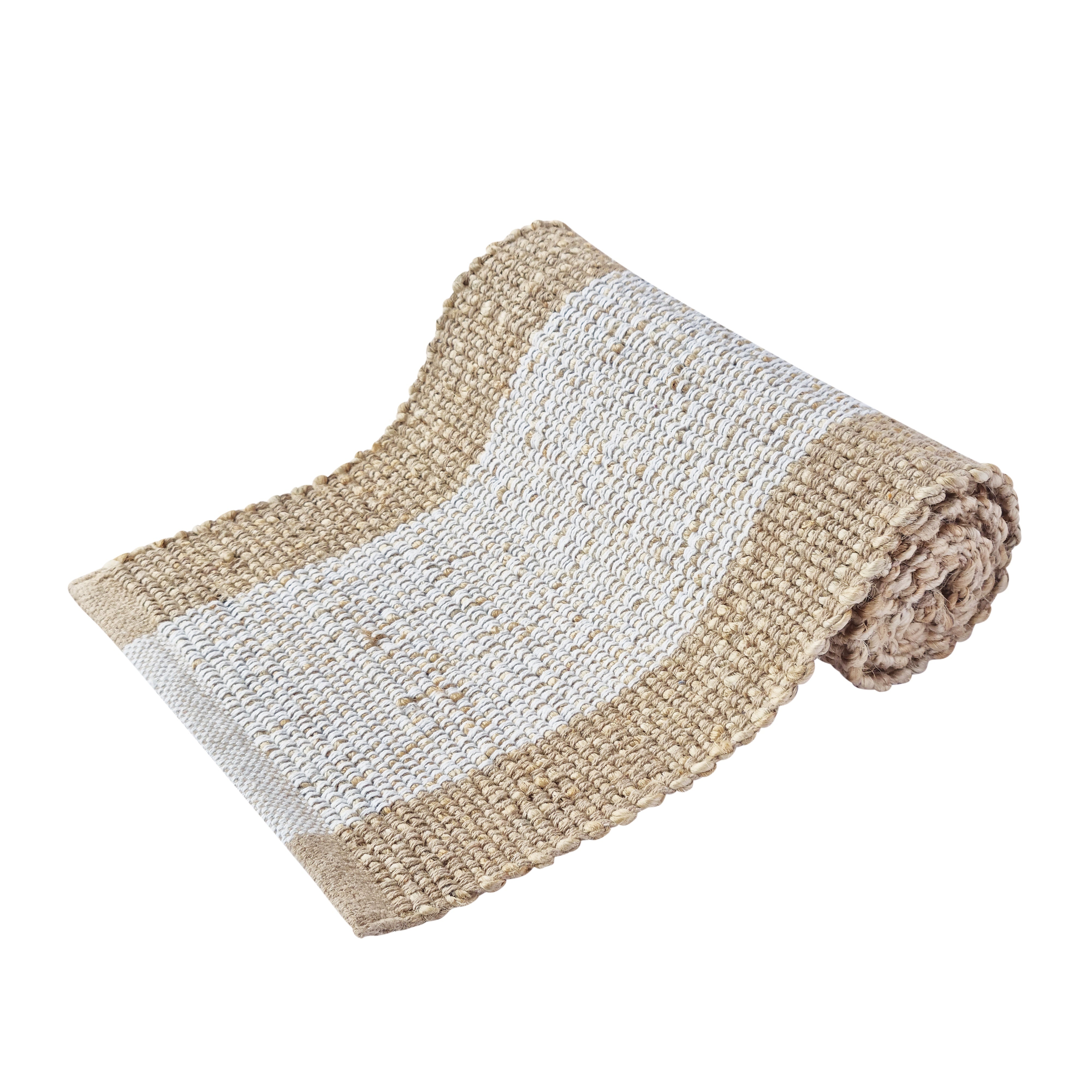 Blake Jute Runner | White &amp; Warm Taupe