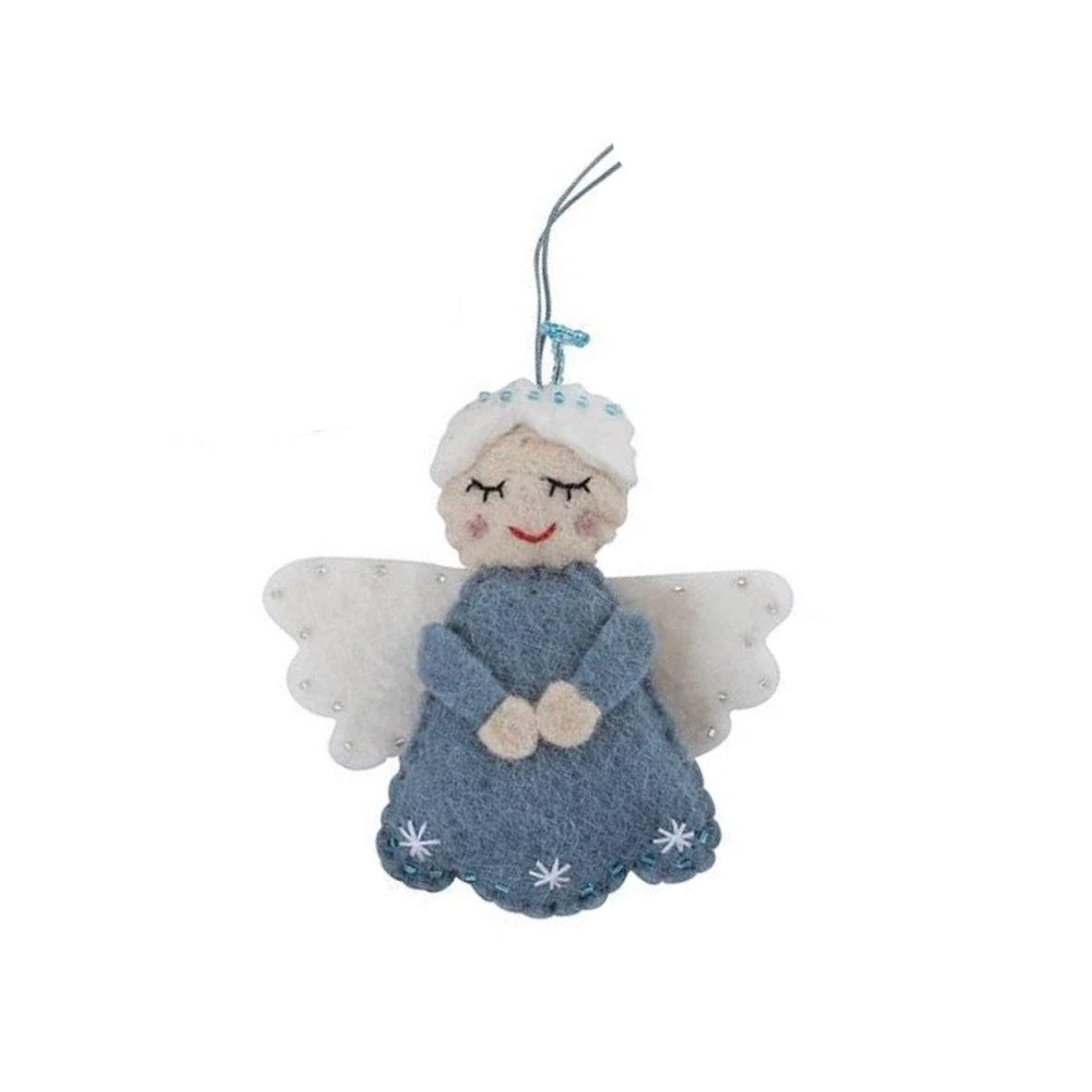 Blue Angel w/Halo Felt Christmas Ornament