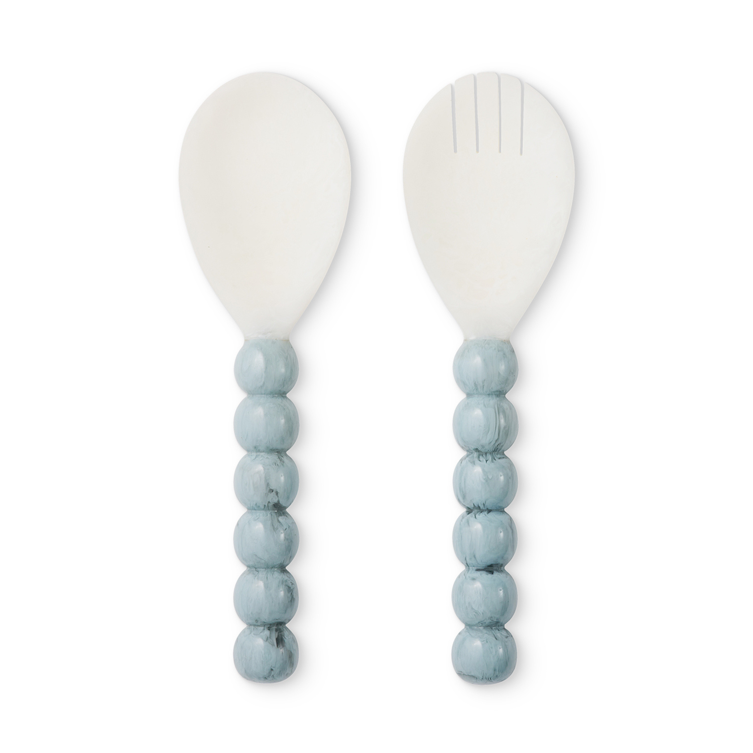 Bobble Blue/White Resin Salad Server Set