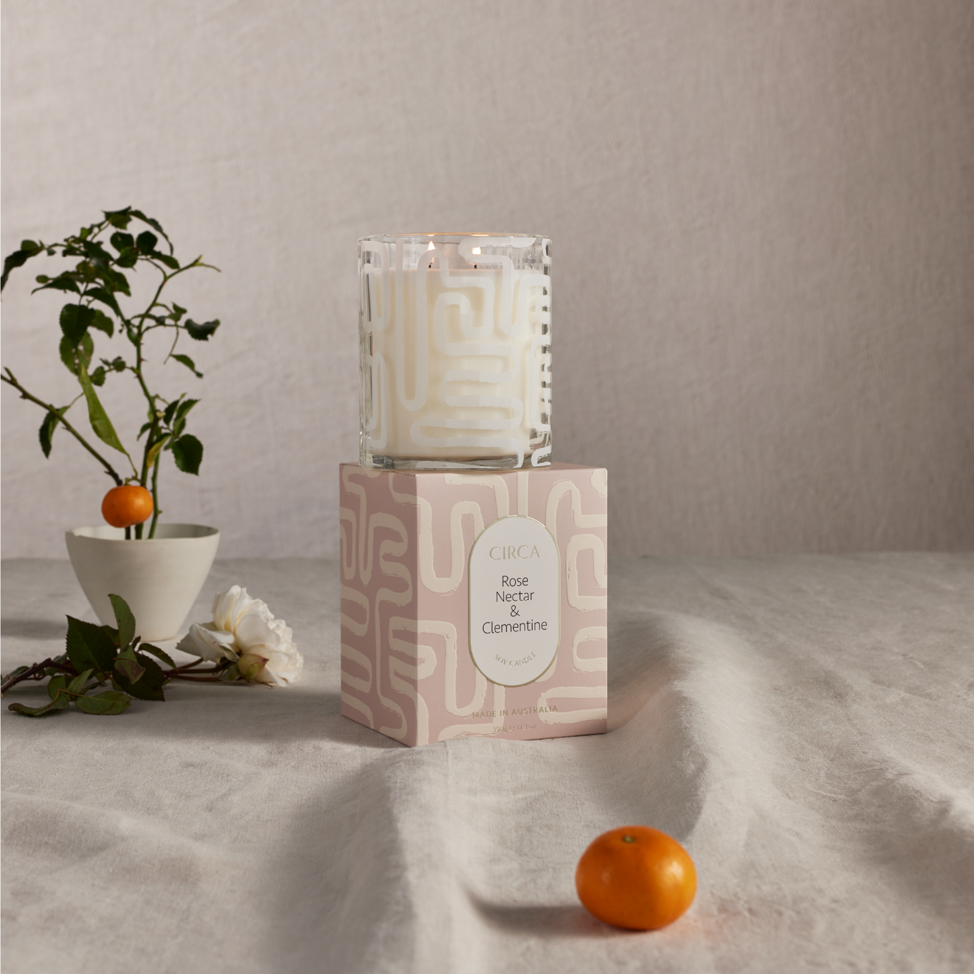 Rose Nectar &amp; Clementine 350g Candle