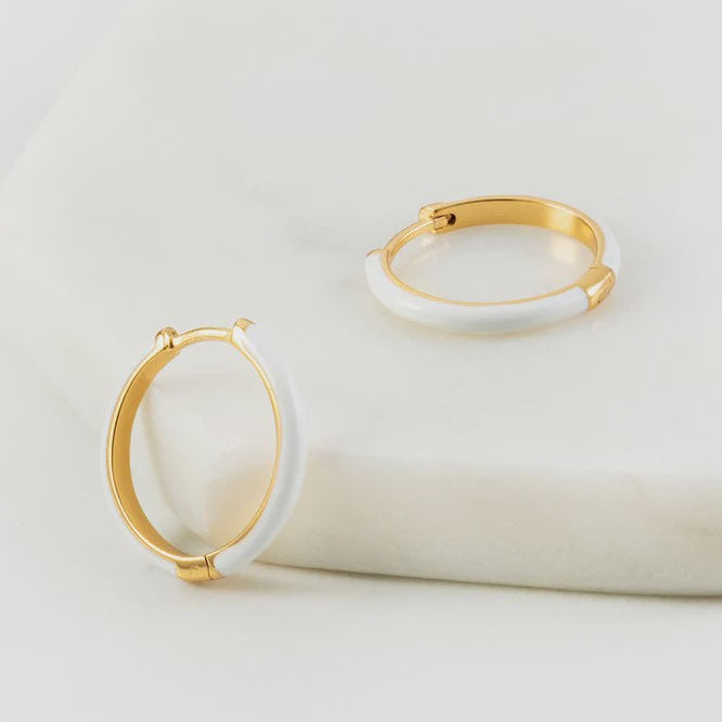 Cara Hoops White | Gold