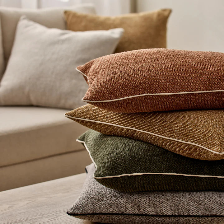 Casey Dark Green Textured Cushion 40x60cm lifestyle