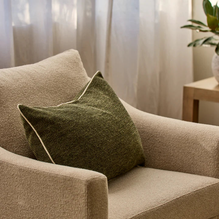 Casey Dark Green Textured Cushion 40x60cm lifestyle images