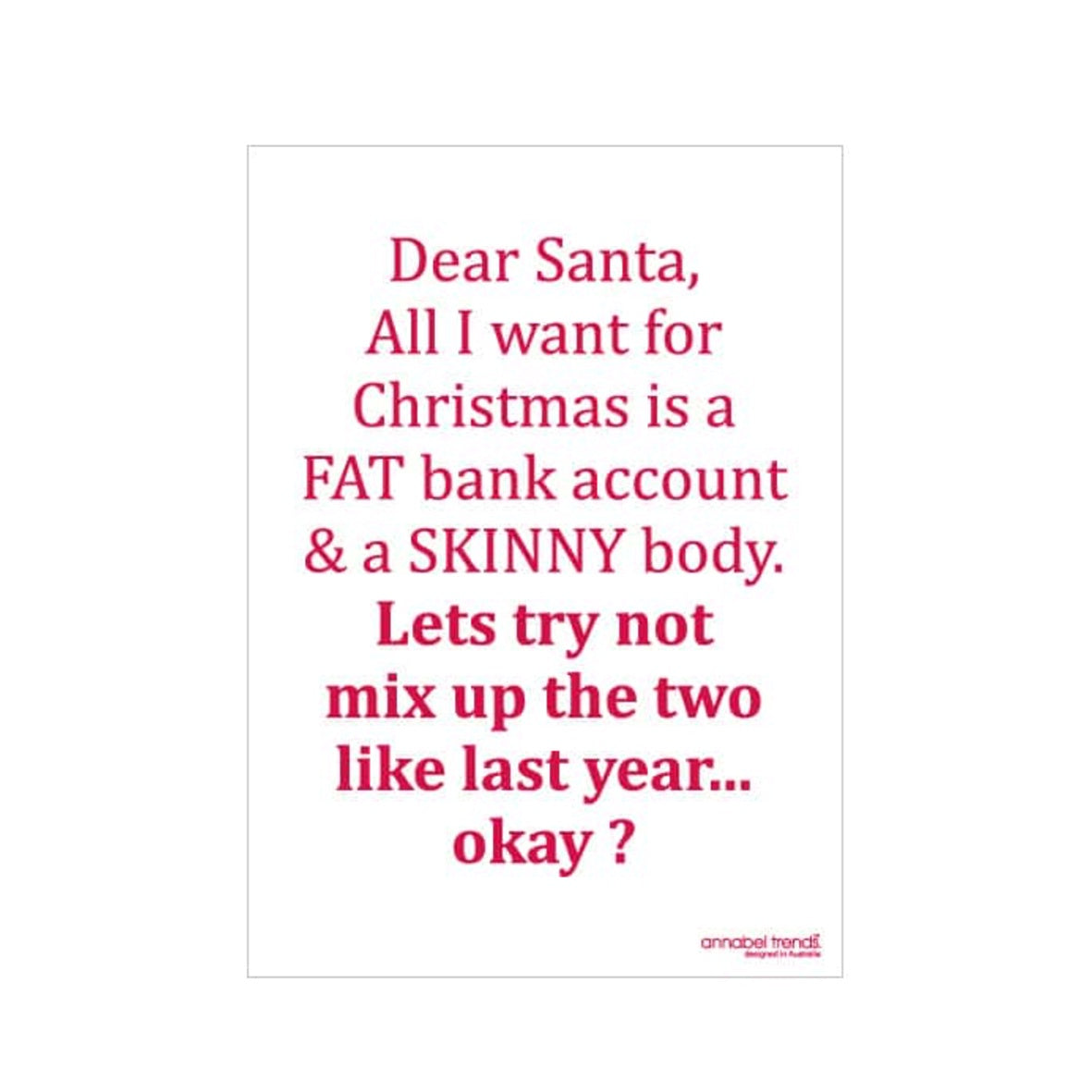 Christmas Fat/Skinny Tea Towel