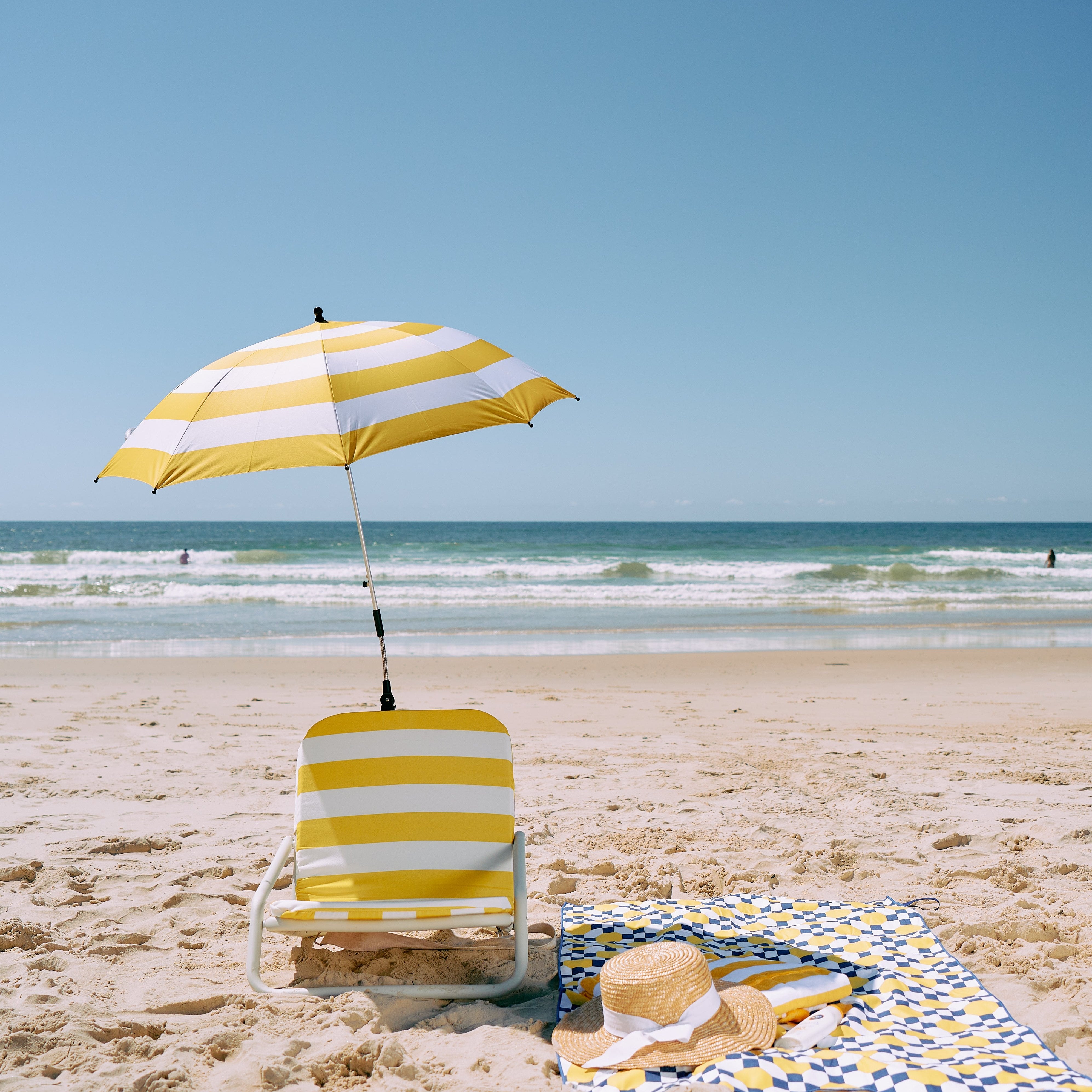 Beach Chair Umbrella | Yellow Stripe
