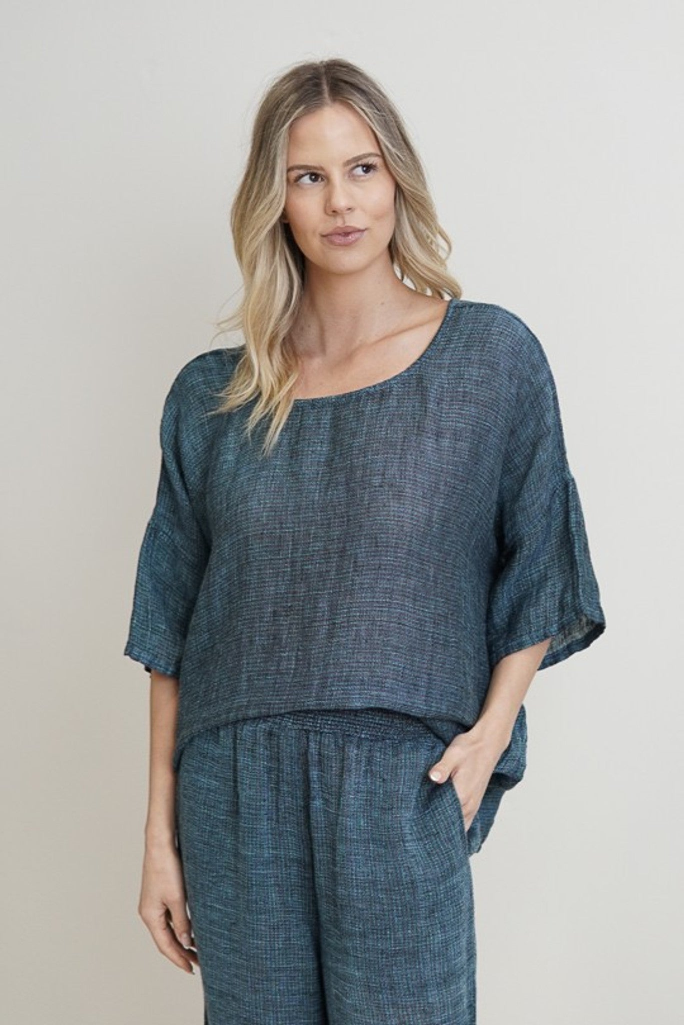 Barbara Top | Gemstone Blue Woven
