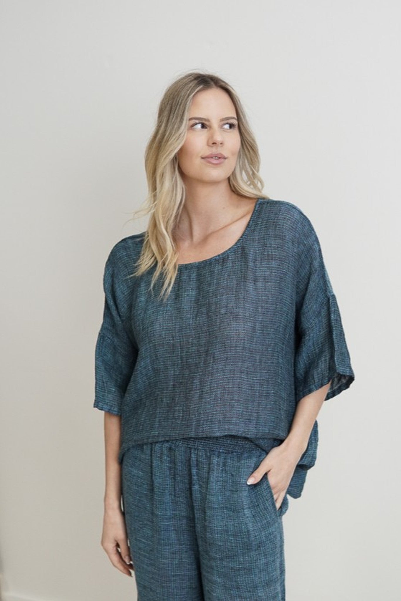 Barbara Top | Gemstone Blue Woven