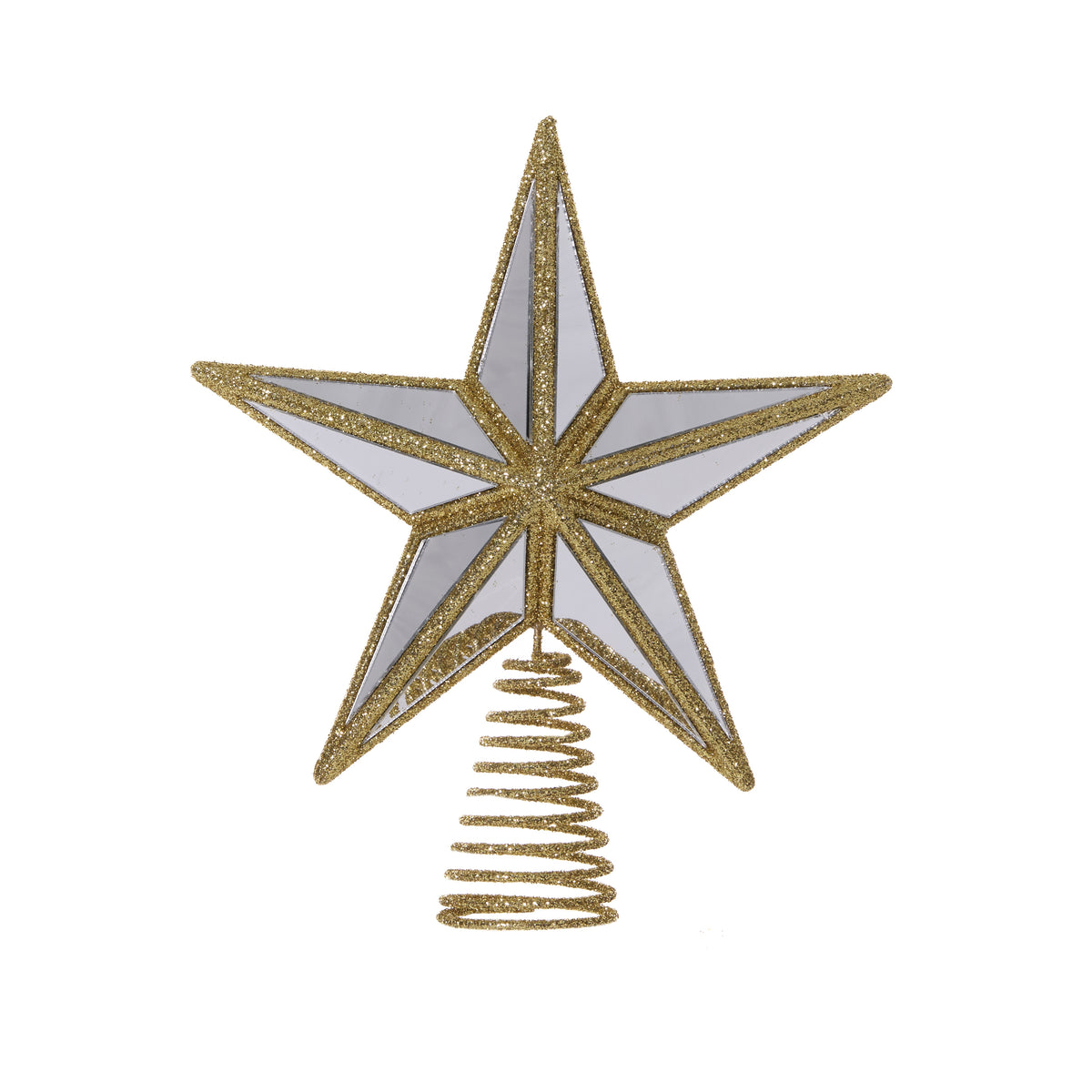 Mini 5 Point Mirrored Tree Topper Star | Gold