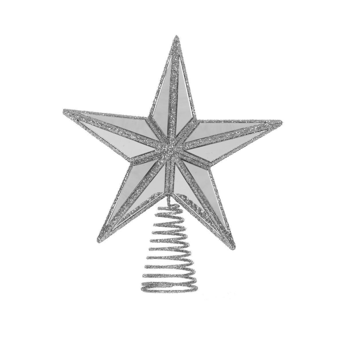 Mini 5 Point Mirrored Tree Topper Star | Silver