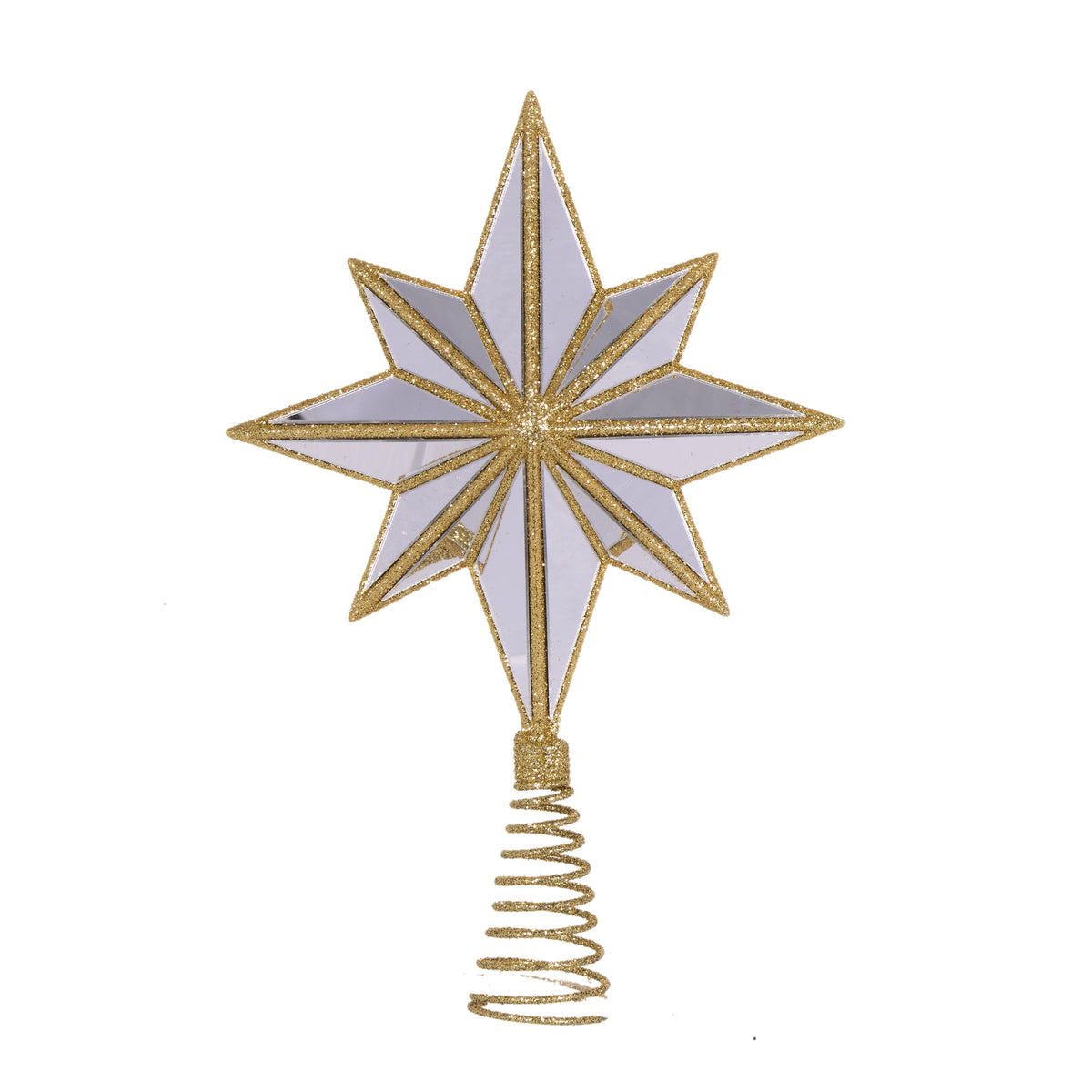 Mini 9 Point Mirrored Tree Topper Star | Gold