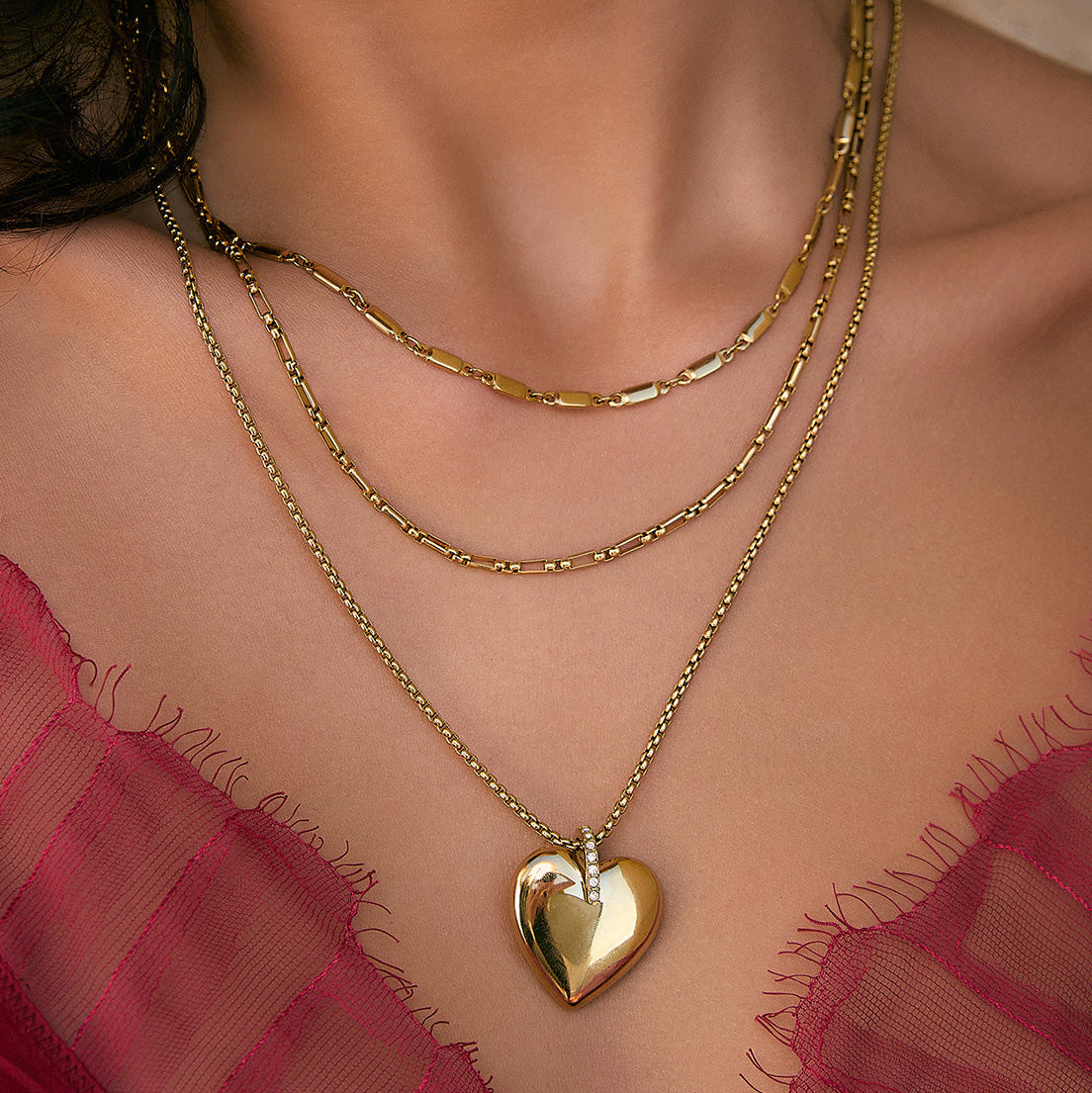 Daliah Heart Necklace  | Gold