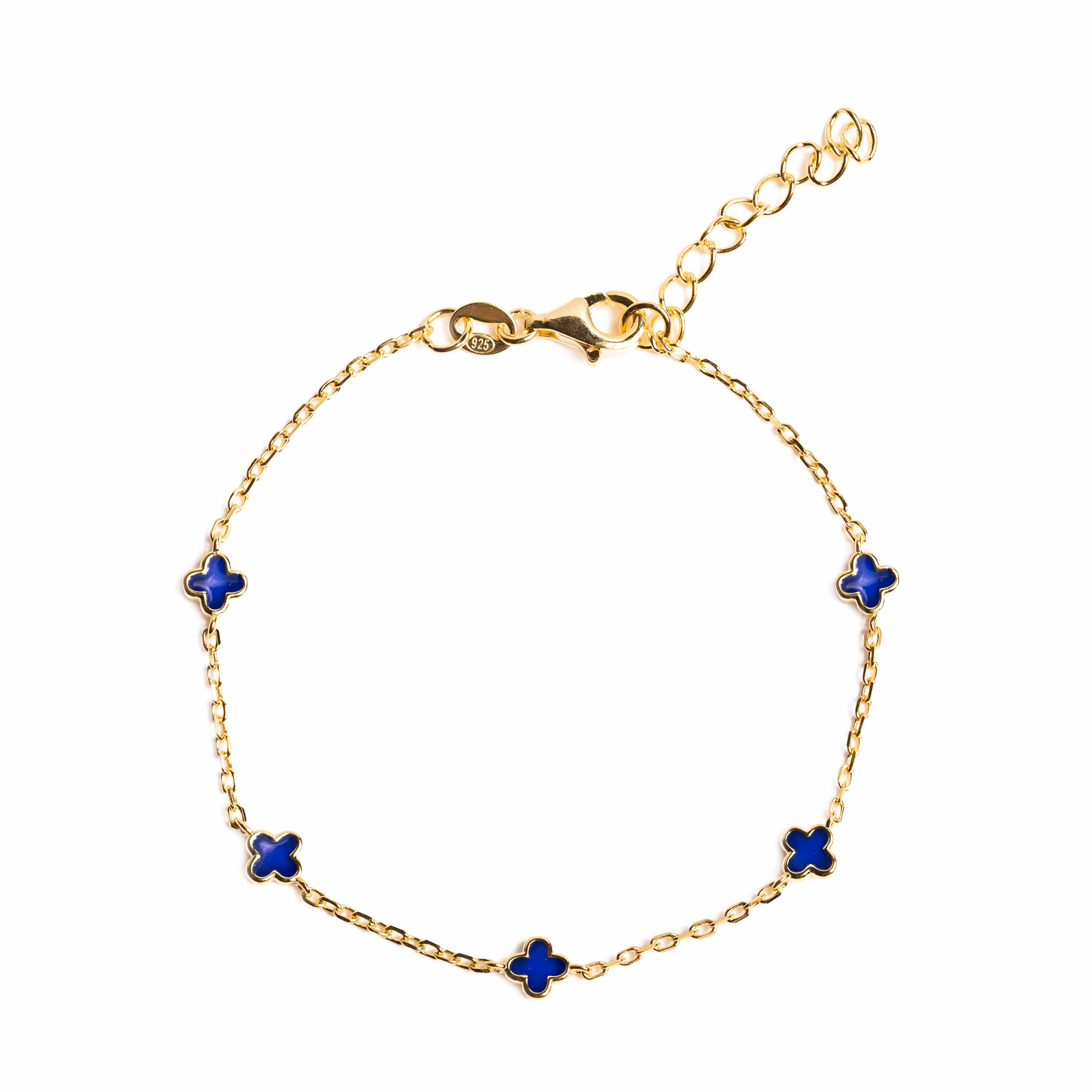 Dark Blue Flower Bracelet | Gold
