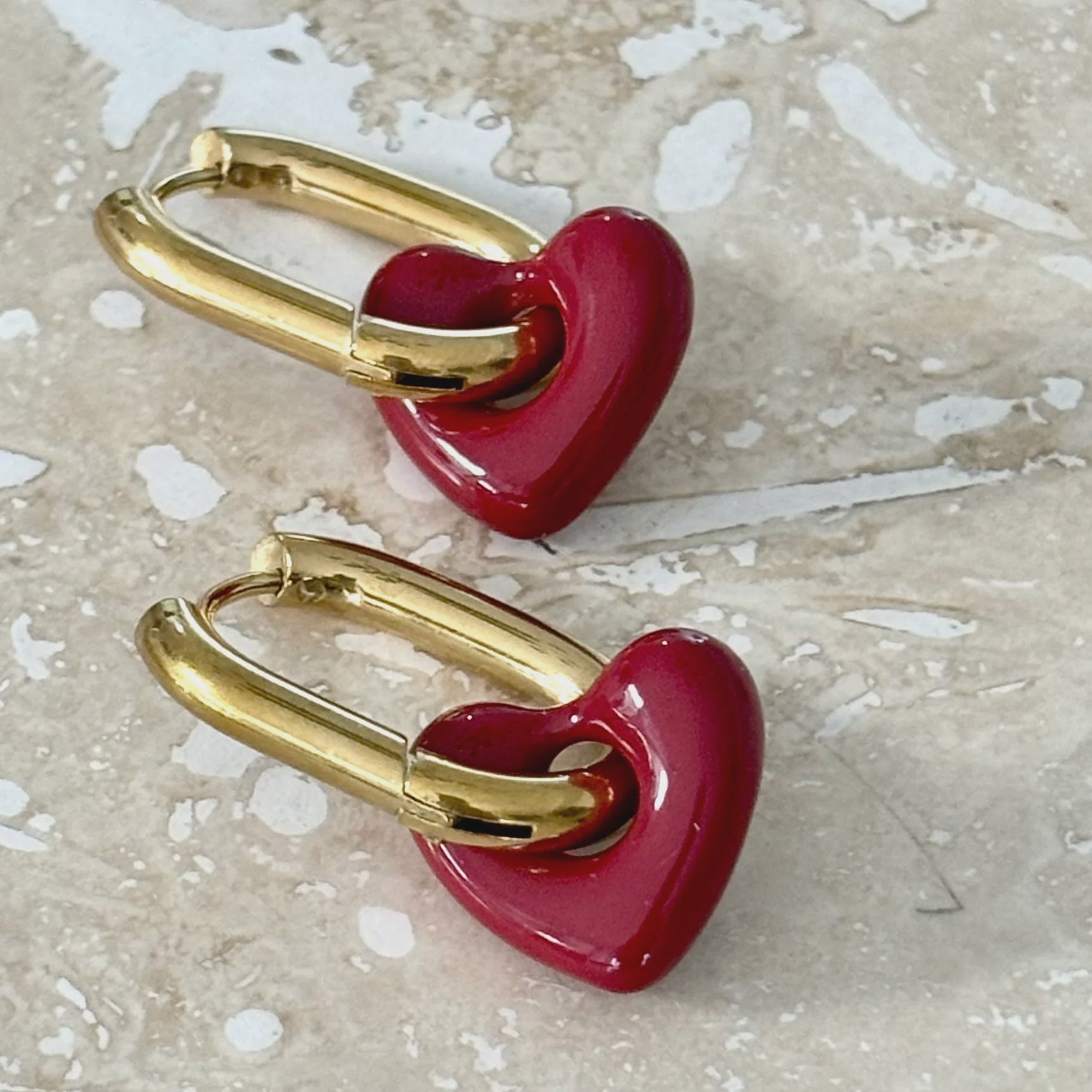 Sophia Ruby Heart Earrings