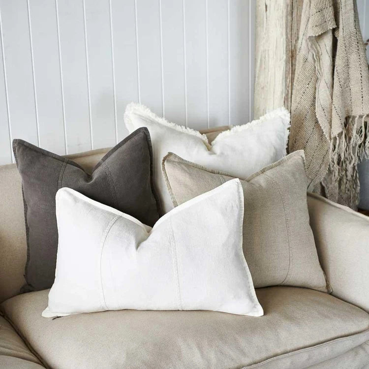 Luca Off White Linen Lumbar Cushion