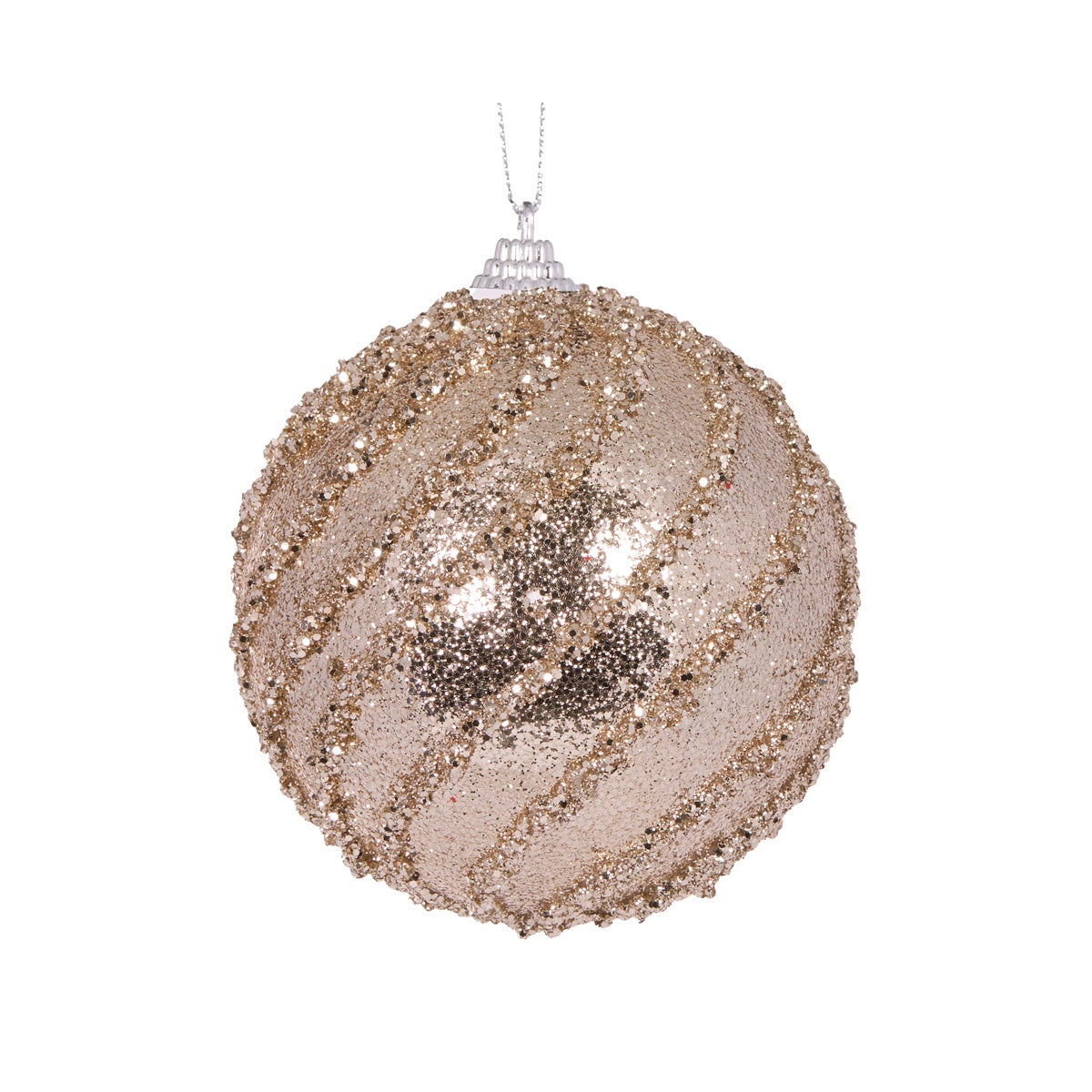 Champagne Glittered Swirl Bauble