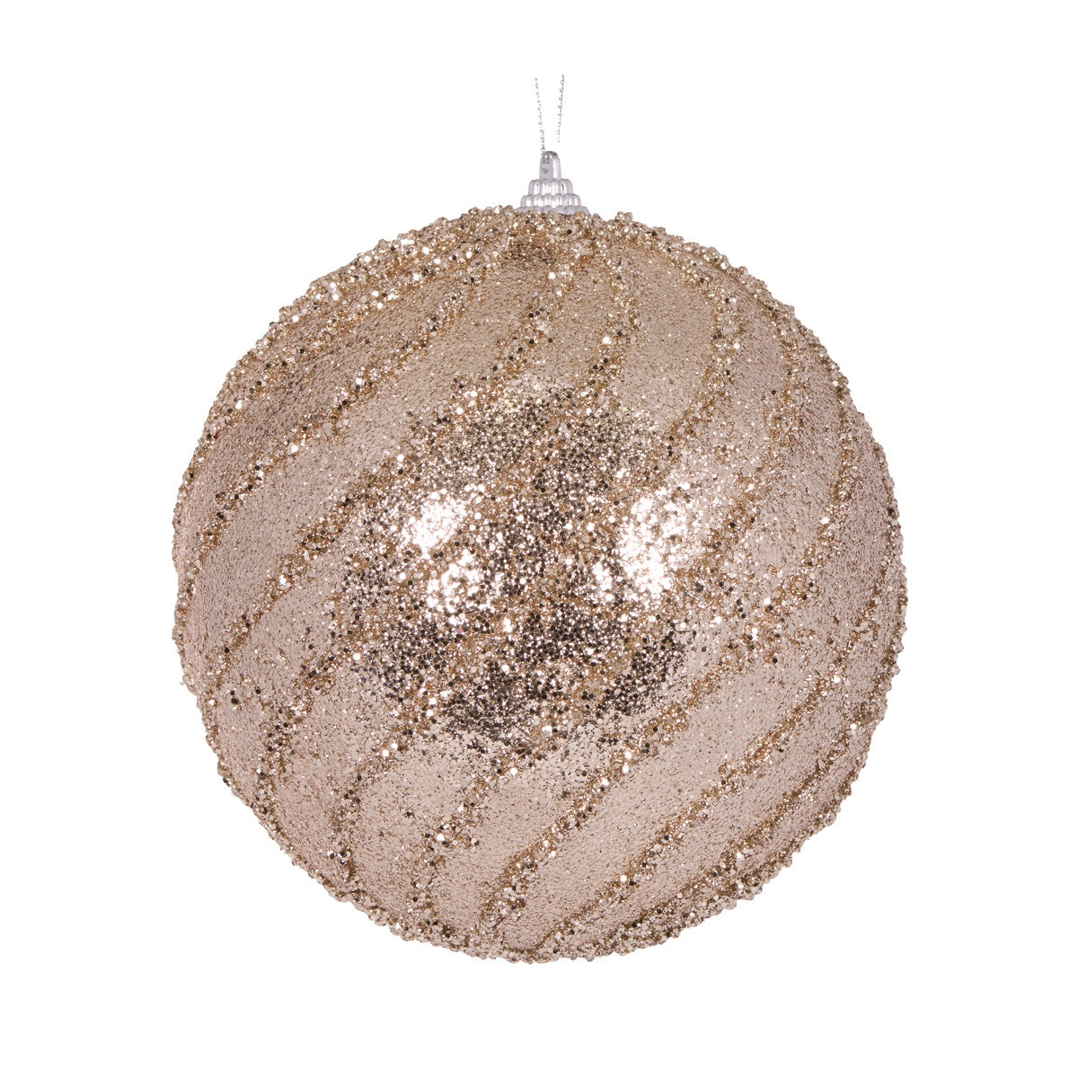 Champagne Glittered Swirl Bauble XL
