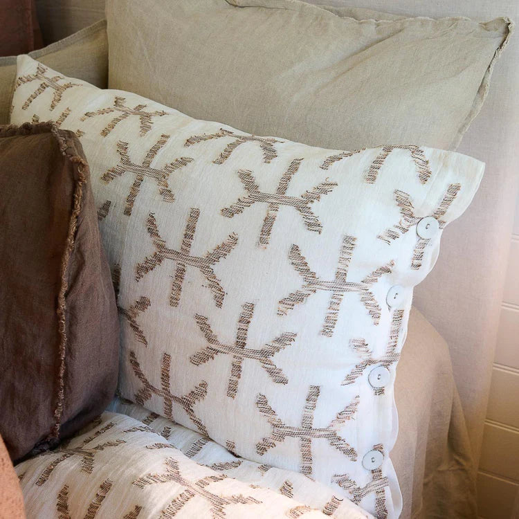 Eros Linen Cushion | Off White + Nutmeg