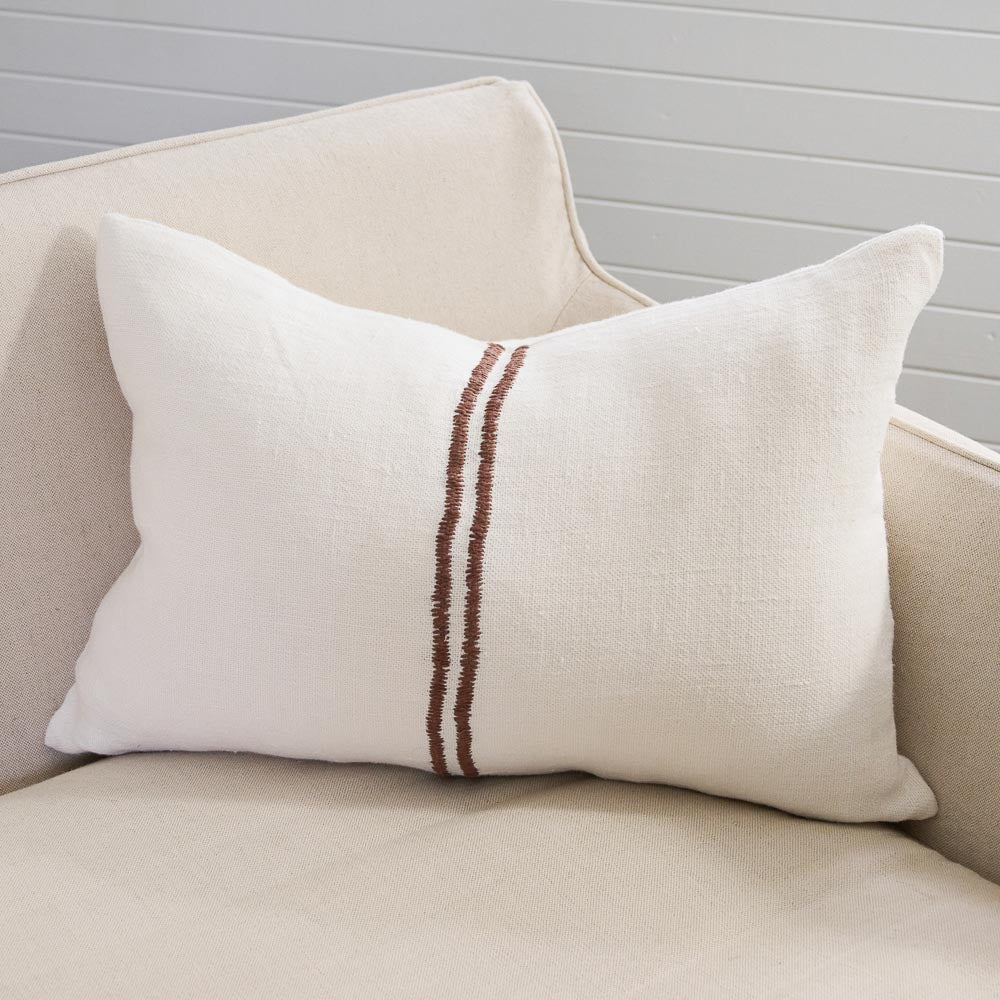 Orion Linen Cushion | Off White/Chocolate | 40 x 60cm
